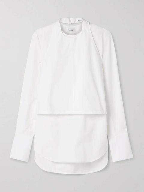 WARDROBE.NYC Convertible layered buckled cotton-poplin shirt White