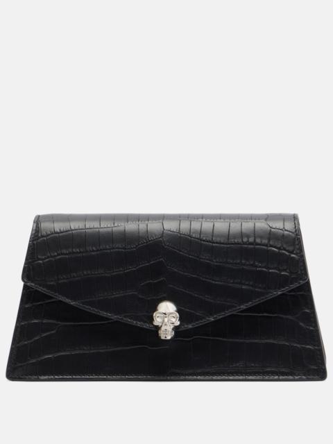 Alexander McQueen Skull Mini croc-effect leather clutch