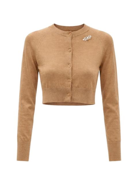 Simone Rocha pearl-embellished cropped merino cardigan