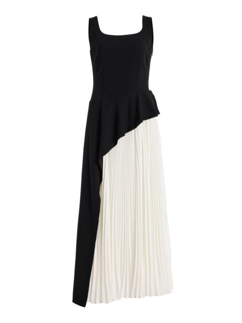 SIMKHAI Zayla Plisse Midi Dress black/white