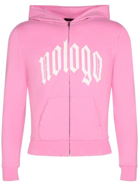 Nologo cotton blend zip-up hoodie