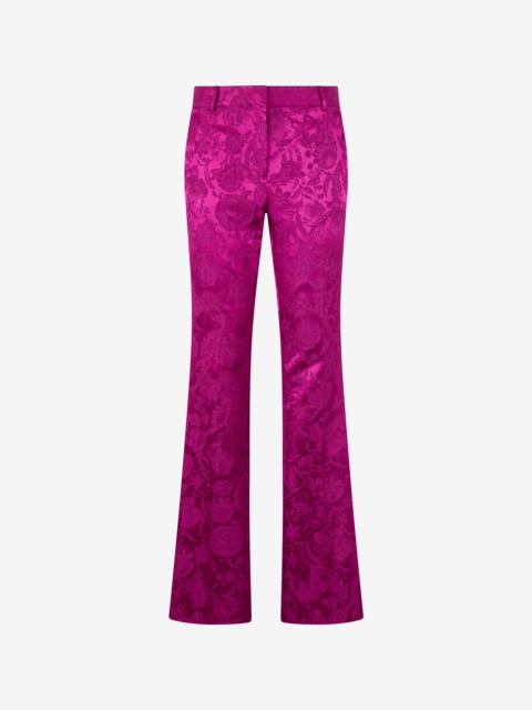 Roberto Cavalli Flared Trousers with Florentine Flowers Jacquard Pattern