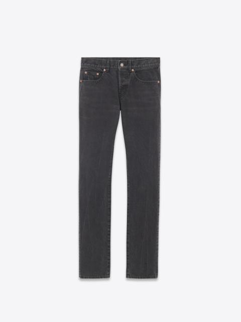SAINT LAURENT slim-fit jeans in used paris black denim