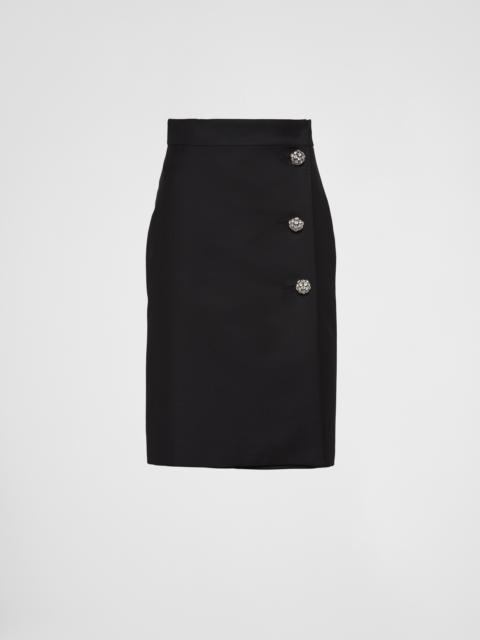 Prada Kid mohair midi skirt with jewel buttons