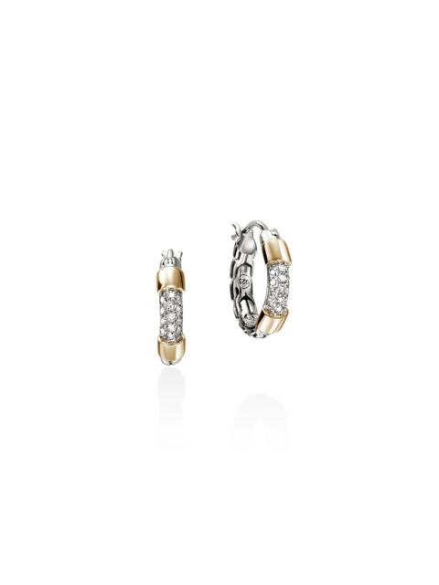 JOHN HARDY JH Essential Pave Hoop Earrings, Gold, Sterling Silver, Diamonds, 14.5MM