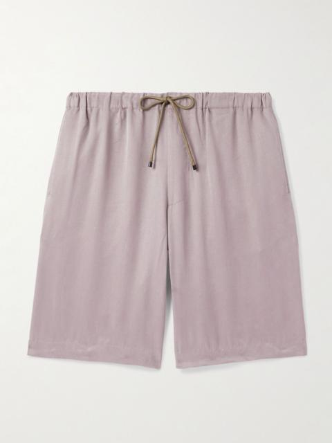 Dries Van Noten Straight-Leg Washed-Twill Drawstring Shorts Pink