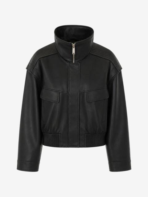 self-portrait faux-leather bomber jacket