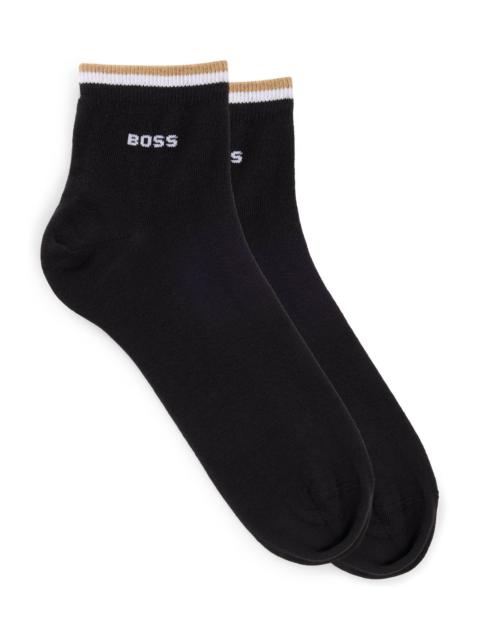BOSS TWO-PACK OF SHORT SOCKS WITH SIGNATURE-STRIPE CUFFS
