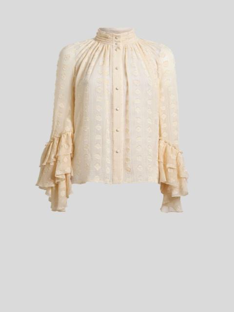Etro JACQUARD SHIRT WITH RUFFLES AND FIL COUPÉ MOTIF
