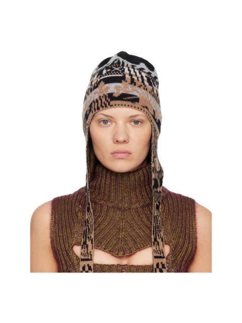 Vivienne Westwood Beige & Black Fairisle Flap Ears Beanie