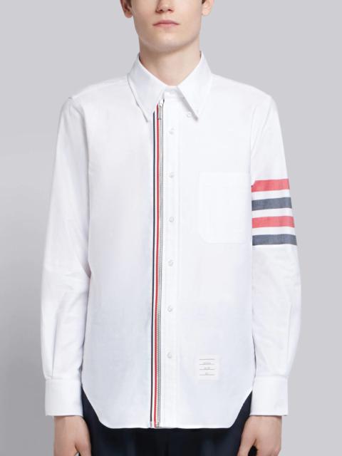 Thom Browne White Oxford Bicolor 4-bar Zip-front Shirt