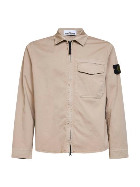 Desert stretch organic cotton satin overshirt