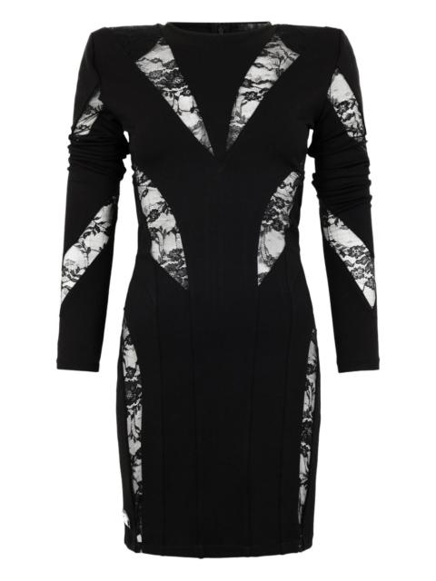 PHILIPP PLEIN lace long-sleeve mini dress