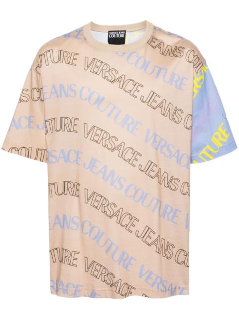 logo-print colour-block T-shirt