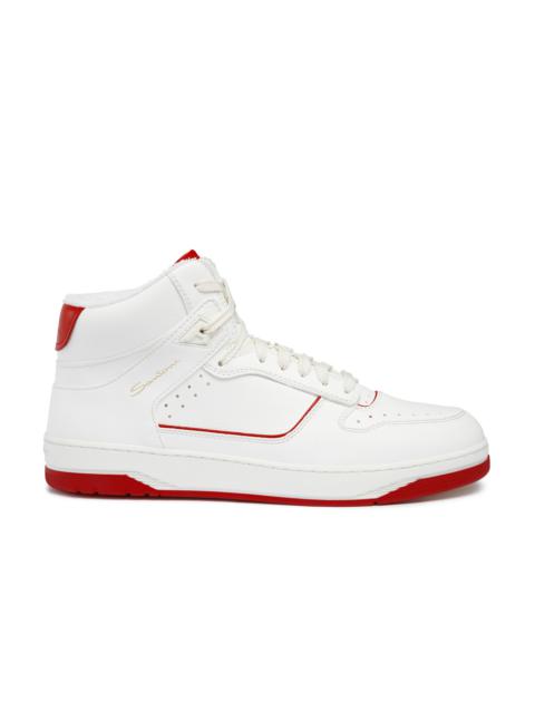 Santoni Men's white and red leather Sneak-Air sneaker