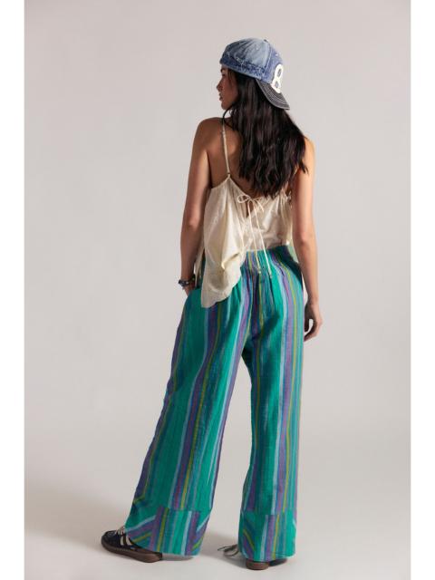 FREE PEOPLE Day's End Linen Striped Pull-On Pants