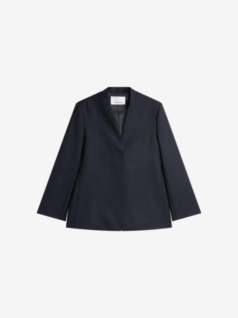 The Frankie Shop Trevis Chevron Collarless Blazer - Black