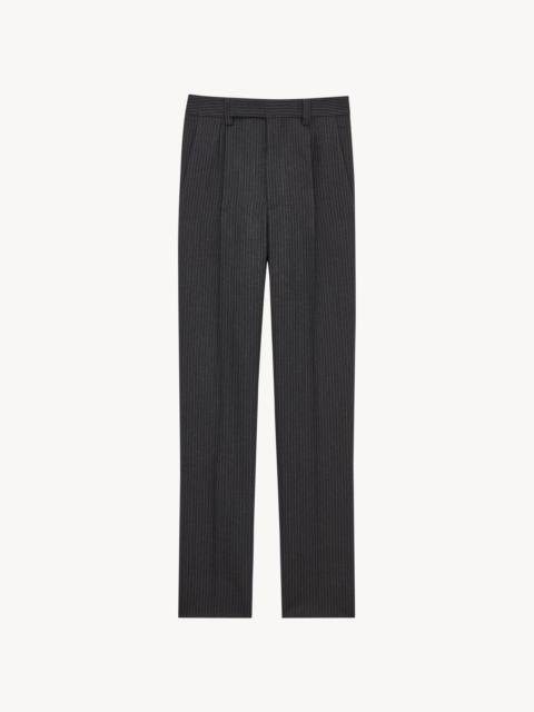 SAINT LAURENT TAPERED PANTS IN STRIPED HERRINGBONE WOOL