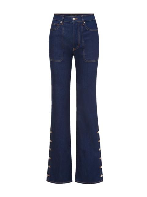 VERONICA BEARD CROSBIE SLIM WIDE-LEG BUTTON-SEAM JEAN