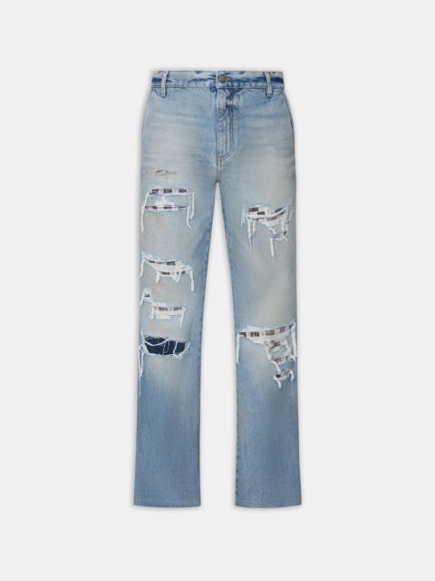 AMIRI CHECKERED REPAIR BOOTCUT JEAN