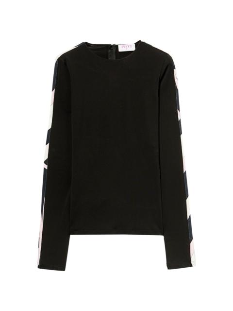 contrast-trim long-sleeve top