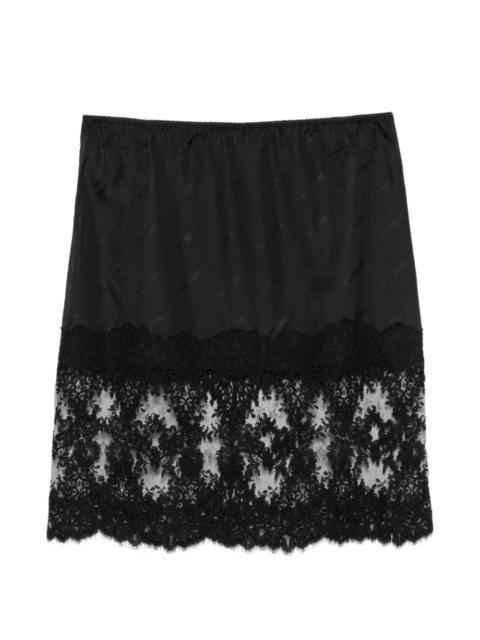 WILLY CHAVARRIA Fondo lace-trim midi skirt