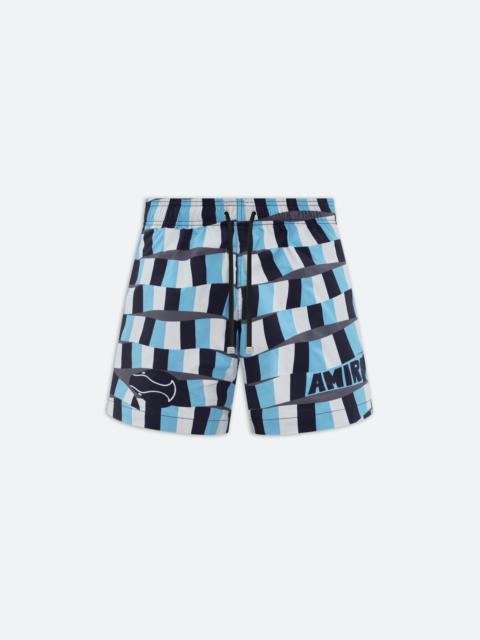 AMIRI CHECKERED SNAKE SWIM TRUNKS