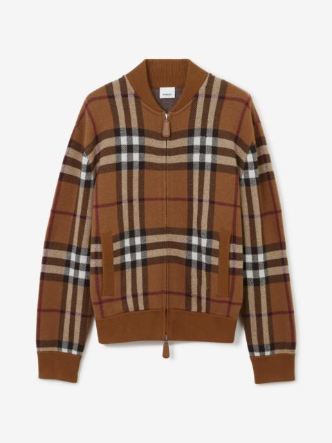 Burberry Check Cashmere Jacquard Bomber Jacket