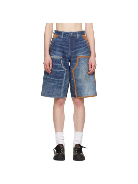 Andersson Bell Blue Trompe L'oeil Double-Knee Denim Shorts