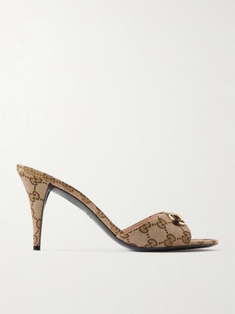 GUCCI Horsebit-embellished Canvas-jacquard Mules