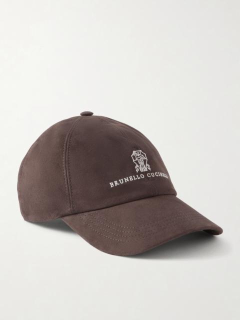 Brunello Cucinelli Logo-Embroidered Suede Cap