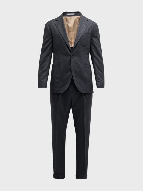 Brunello Cucinelli Men's Wool Flannel Patch-Pocket Suit
