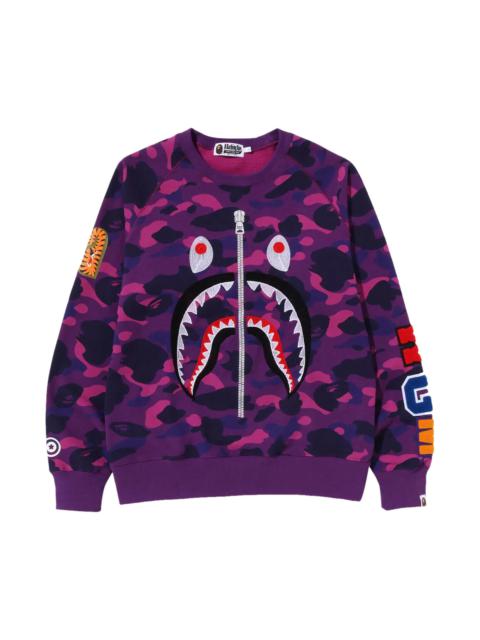 BAPE Color Camo Embroidery Shark Crewneck 'Purple'