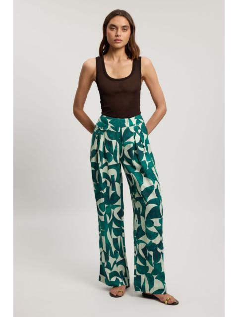 KAREN MILLEN Petite Linen geo print pleat and pocket detail woven straight leg trouser
