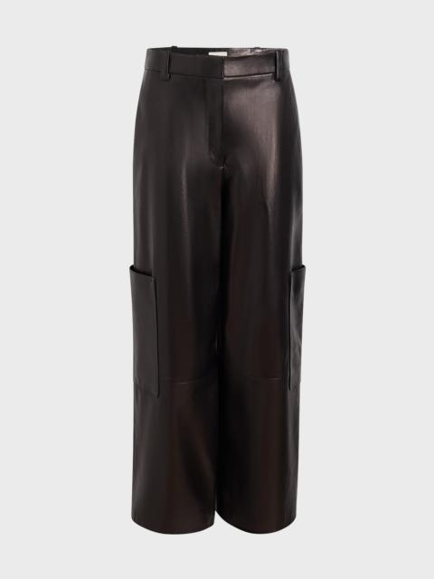 KHAITE Caiton Leather Wide-Leg Cargo Pants