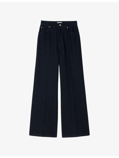 Sandro Raw Wide-Leg Mid-Rise Jeans
