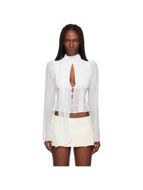 GUIZIO White Ara Long Sleeve Blouse