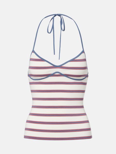 FAITHFULL Citara striped halterneck cotton-blend top