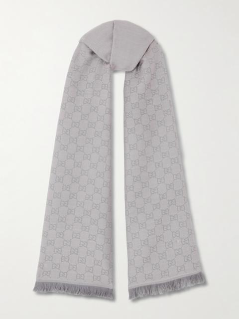 GUCCI Frayed Wool-jacquard Scarf