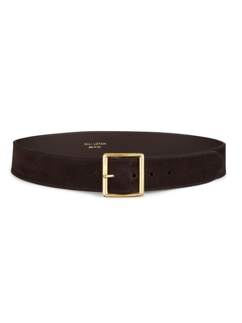 NILI LOTAN Women's Marcela Leather Belt - Espresso Gold