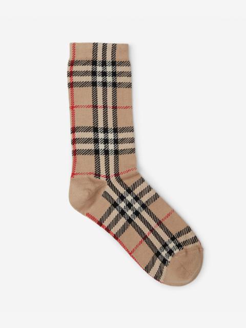 Burberry Vintage Check Intarsia Cotton Cashmere Blend Socks