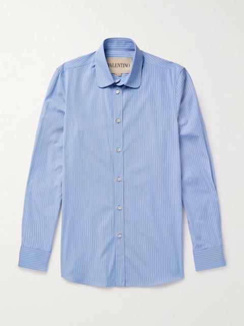 Valentino Slim-Fit Striped Cotton Shirt Blue