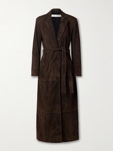 NOUR HAMMOUR Vesper belted suede coat Dark brown