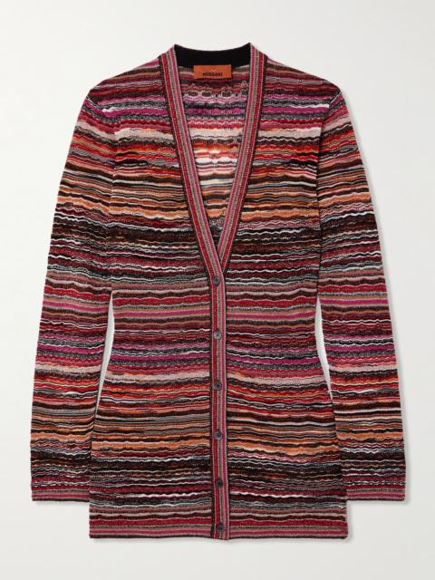 Missoni Striped Metallic Crochet-knit Cardigan