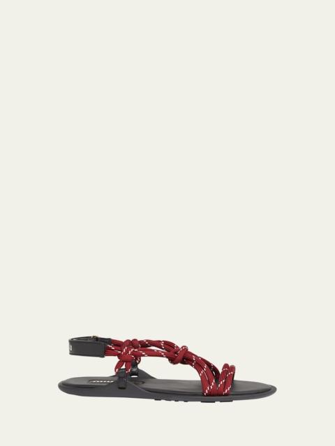 Miu Miu Nastro Cross Rope Grip-Strap Sandals