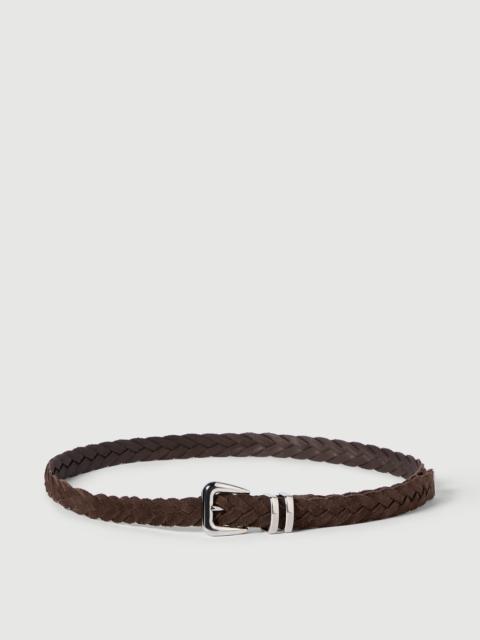 Brunello Cucinelli Reversed calfskin braided belt with tip