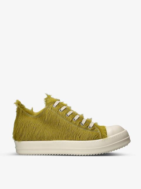 Rick Owens Serrated-sole contrast-lace cow-hair low-top trainers