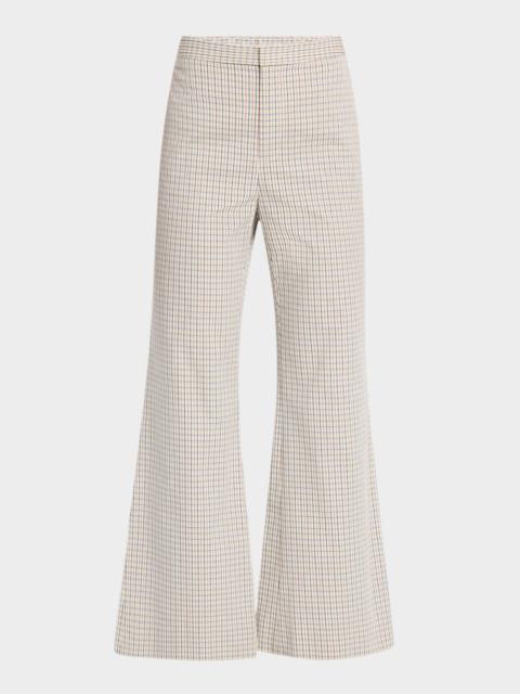 Vince Crop Flare Gardeners Check Pants