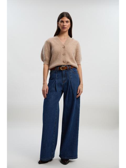 KAREN MILLEN Denim Pleat Front Wide Leg Jeans