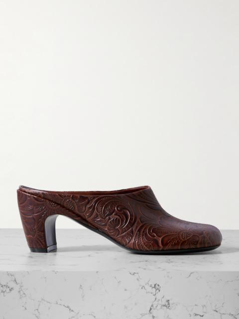 Dries Van Noten Embossed Leather Mules